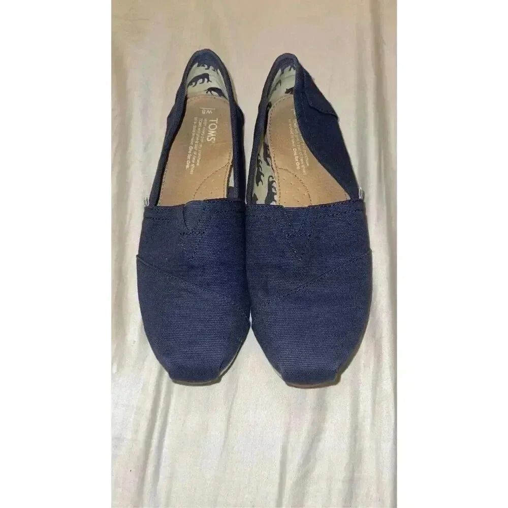 TOMS‎ Women's Canvas Slip-On Shoes Blue Size 8 Comfortable Flats